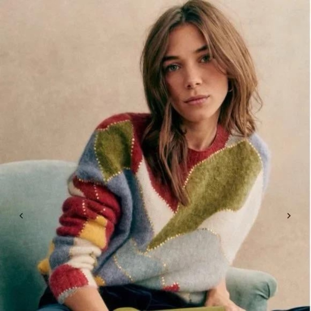 Sezane Multicolor Geometric Sweater